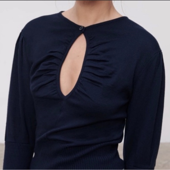 Zara | Fine Knit With Puff Shoulders Sexy Top - Picture 16 of 16